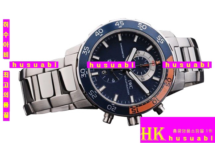 ���̴������� �����Ż�ð� Replica IWC Schaffhausen Blue and Orange Bezel Japanese Quartz Movement 44 x 51 mm. YC010-25
