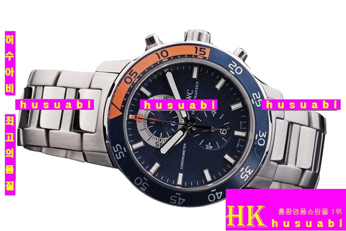 ���̴������� �����Ż�ð� Replica IWC Schaffhausen Blue and Orange Bezel Japanese Quartz Movement 44 x 51 mm. YC010-25