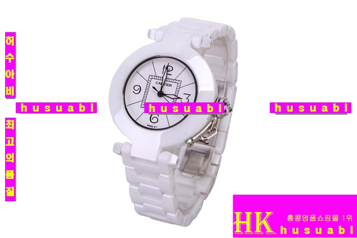 ��쿡 ���ڽð�.Replica Cartier Japanese Quartz MOVEMENT White ceramic Case Women.117-055