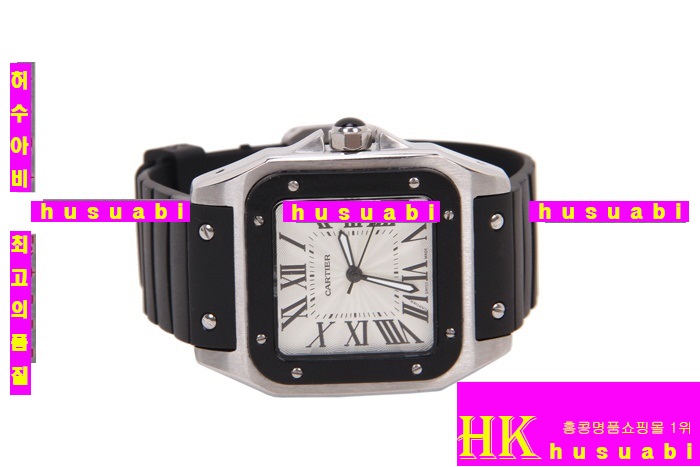 ��쿡 ���ڽð�.Replica Cartier Japanese Quartz MOVEMENT Polished Case Black Bracelet men.117-048
