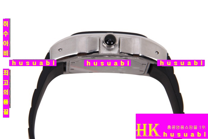 ��쿡 ���ڽð�.Replica Cartier Japanese Quartz MOVEMENT Polished Case Black Bracelet men.117-048