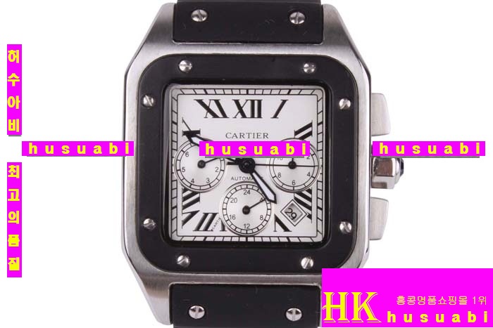 ��쿡 ���ڽð�.Replica Cartier Japanese Quartz MOVEMENT Black Bracelet men.117-044