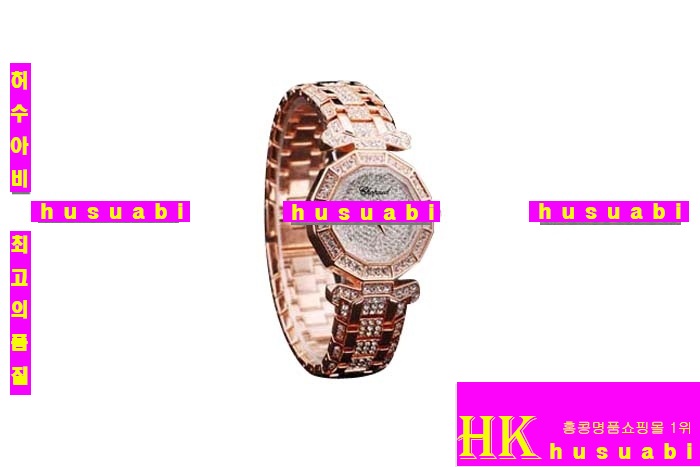 ���ĵ� ���ڽð� Replica Chopard Japanese Quartz MOVEMENT Rose gold Case Crown with Blue stone stud Rose gold Bracelet Women. sa-26