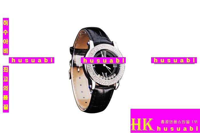 ���ĵ� ���ڽð� Replica Chopard Japanese Quartz MOVEMENT Polished Case Diamond Bezel Black leather Bracelet Women. sa-11