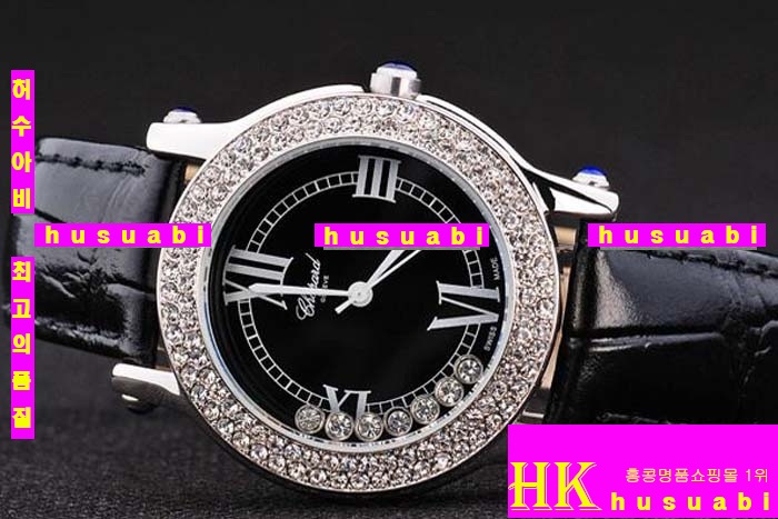 ���ĵ� ���ڽð� Replica Chopard Japanese Quartz MOVEMENT Polished Case Diamond Bezel Black leather Bracelet Women. sa-11