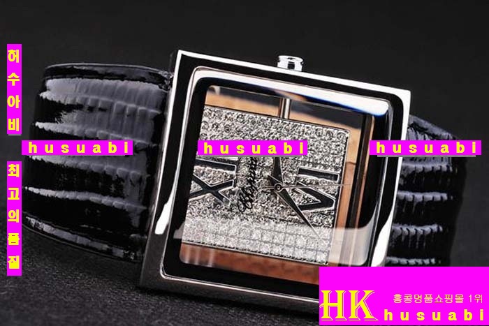 ���ĵ� ���ڽð� Replica Chopard Japanese Quartz MOVEMENT Polished Case Black LeatherBracelet Women. sa-9