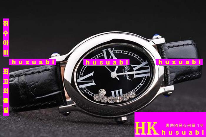 ���ĵ� ���ڽð� Replica Chopard Japanese Quartz MOVEMENT Polished Case Black Leather Bracelet Women. sa-8
