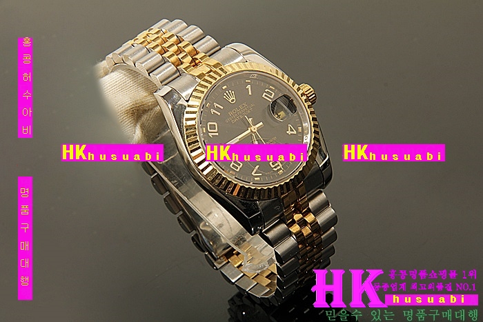 �η��� ���ڽð� Replica Rolex Datejust Automatic Movement Yellow gold Bezel Black Dial Men.928117-15